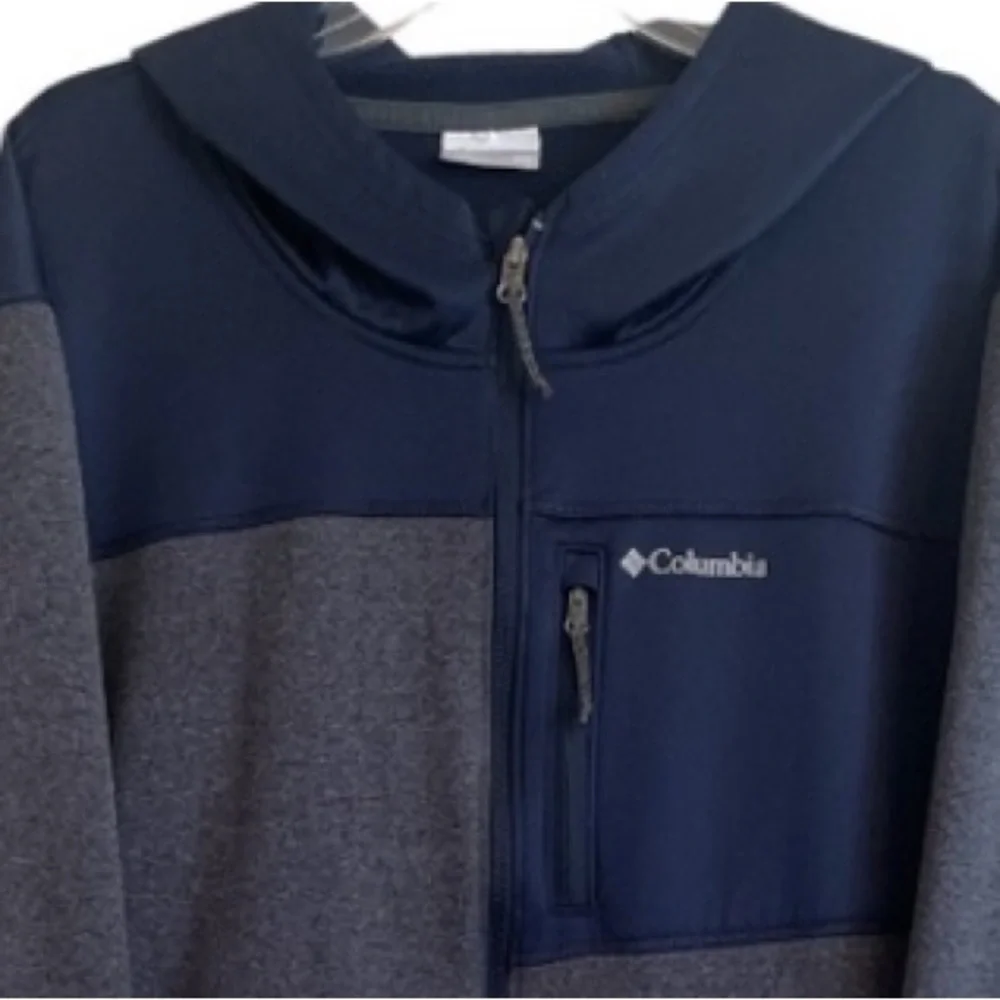 Columbia Fleece Lined Hooded All Season Performance Jacket Navy Blue & Gray
